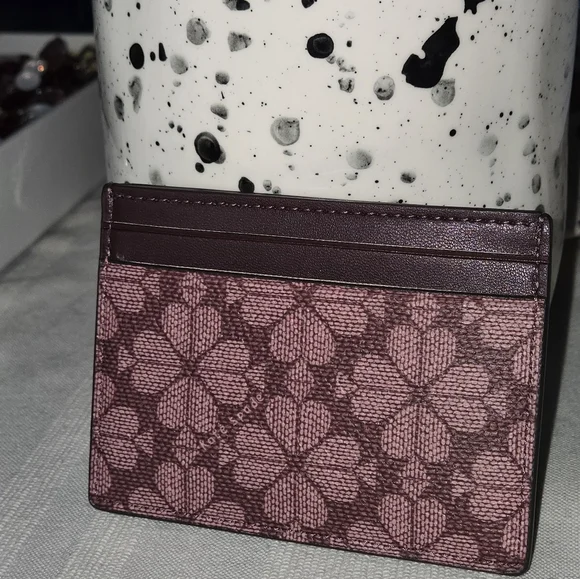 Kate Spade New York Signature Spade Flower Small Slim Card Holder (Grenache Mult - Picture 4 of 5